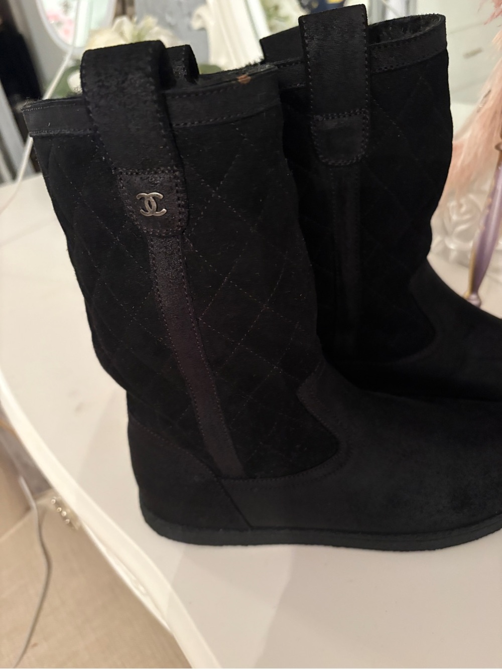 CHANEL Quilted Women’s Black Winter Boots